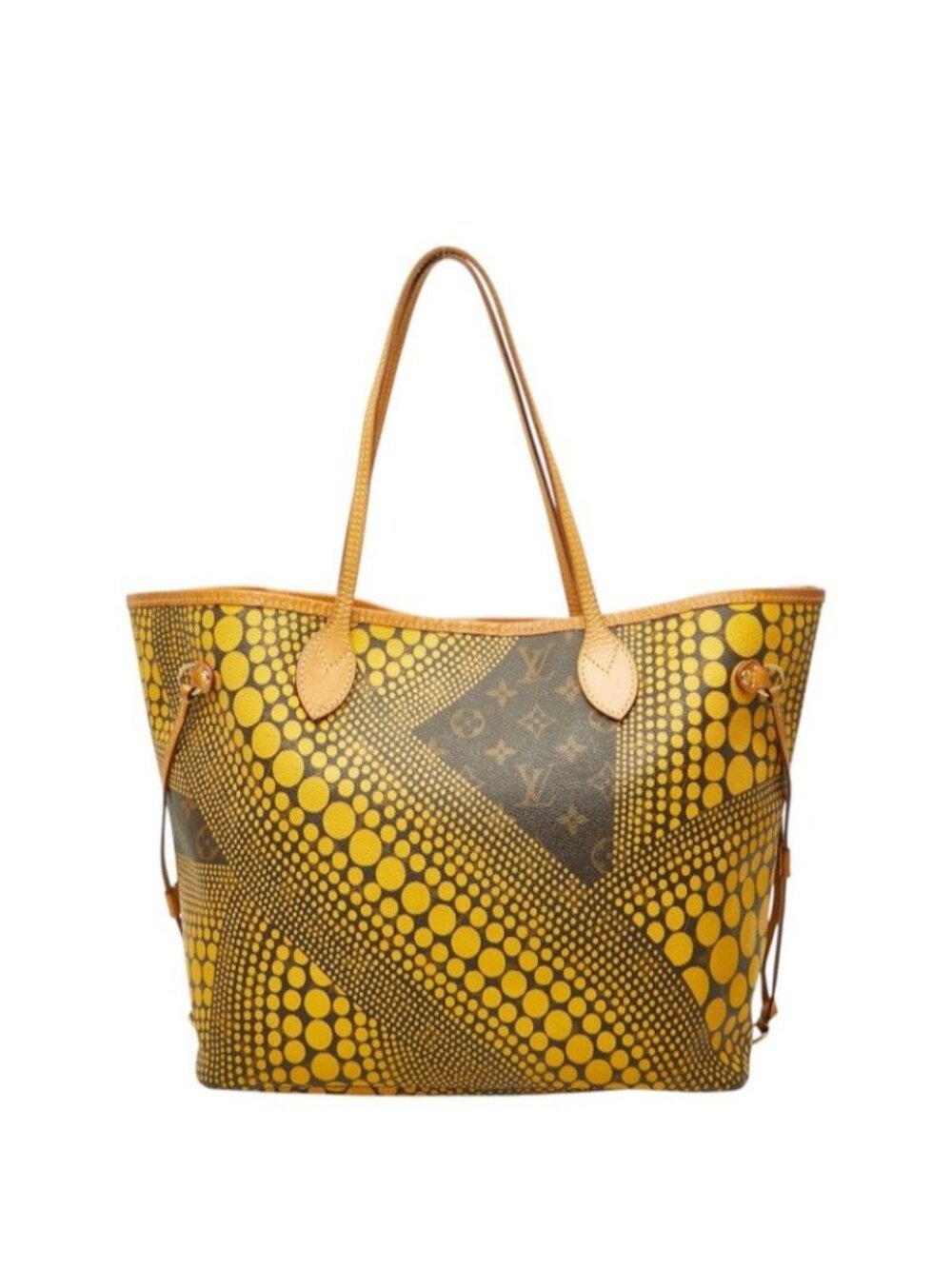 Louis Vuitton Yayoi Kusama Pumpkin Dot Neverfull MM Tote Shoulder Bag Jaune